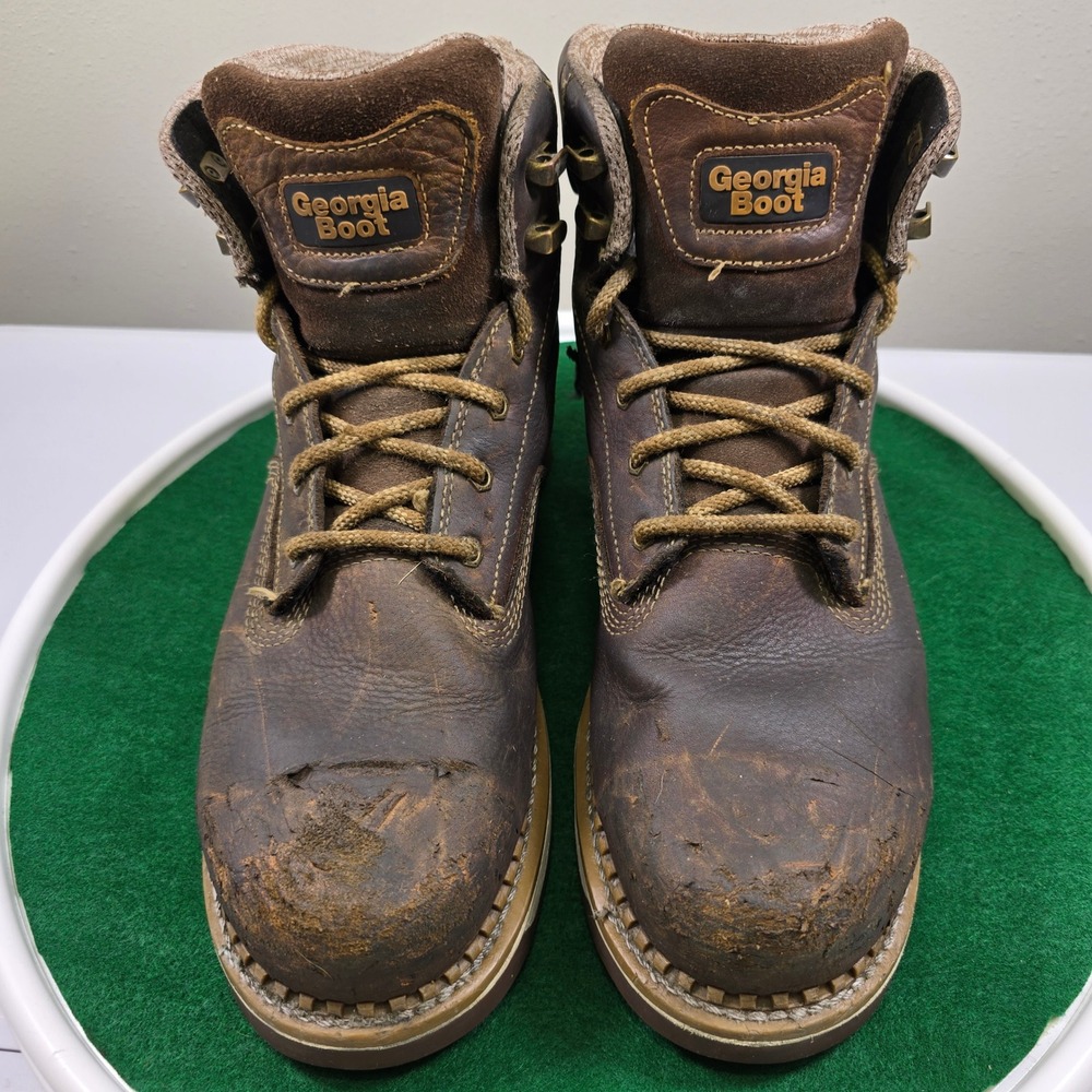 Georgia Steel Toe Work Boots Men's 13M Brown Leather Waterproof Wedge ST‎ WP